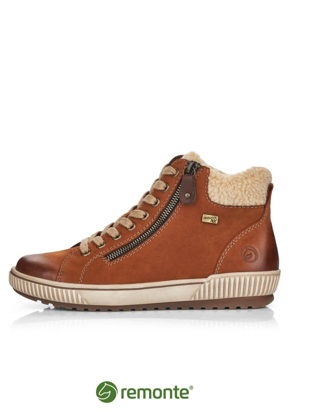Remonte Tan Leather Boots with Shearling Collar Size EU 39 US 8